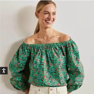NWT Boden off-shoulder top in vibrant green